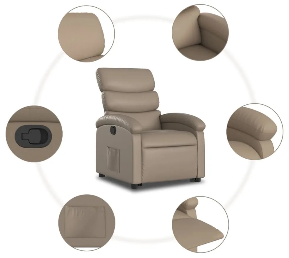 vidaXL Πολυθρόνα Ανακλινόμενη με Ανύψωση Καπουτσίνο Συνθ. Δέρμα
