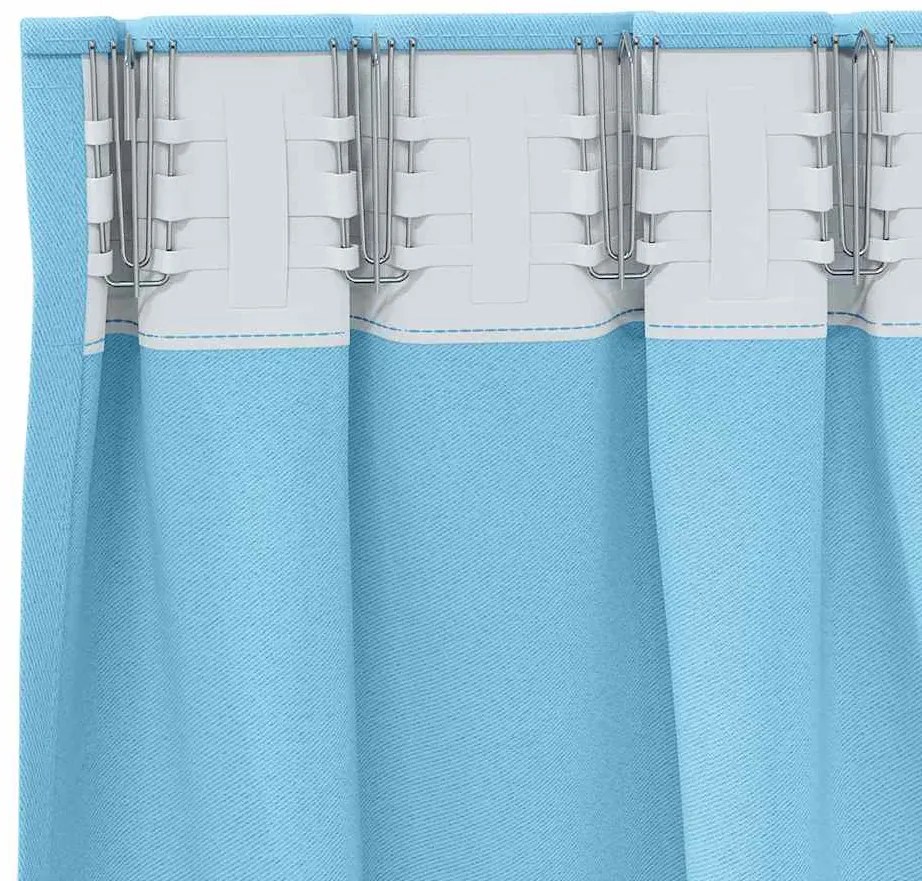 vidaXL Κουρτίνες με κουρτίνες 2 pcs Γαλάζιο 260x140εκ. Πολυεστέρας