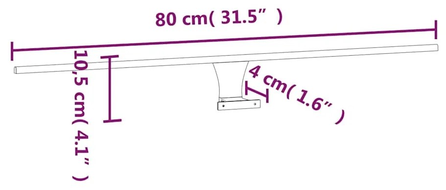 vidaXL Φωτιστικό Καθρέφτη LED 7,5 W Θερμό Λευκό 80 εκ. 3000Κ