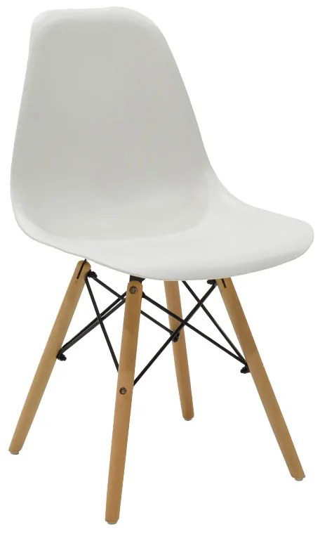 Καρέκλα Julita PP λευκό-φυσικό πόδι 46x50x82εκ Υλικό: PP 1900g/m³- BEECH WOOD-METAL 271-000004