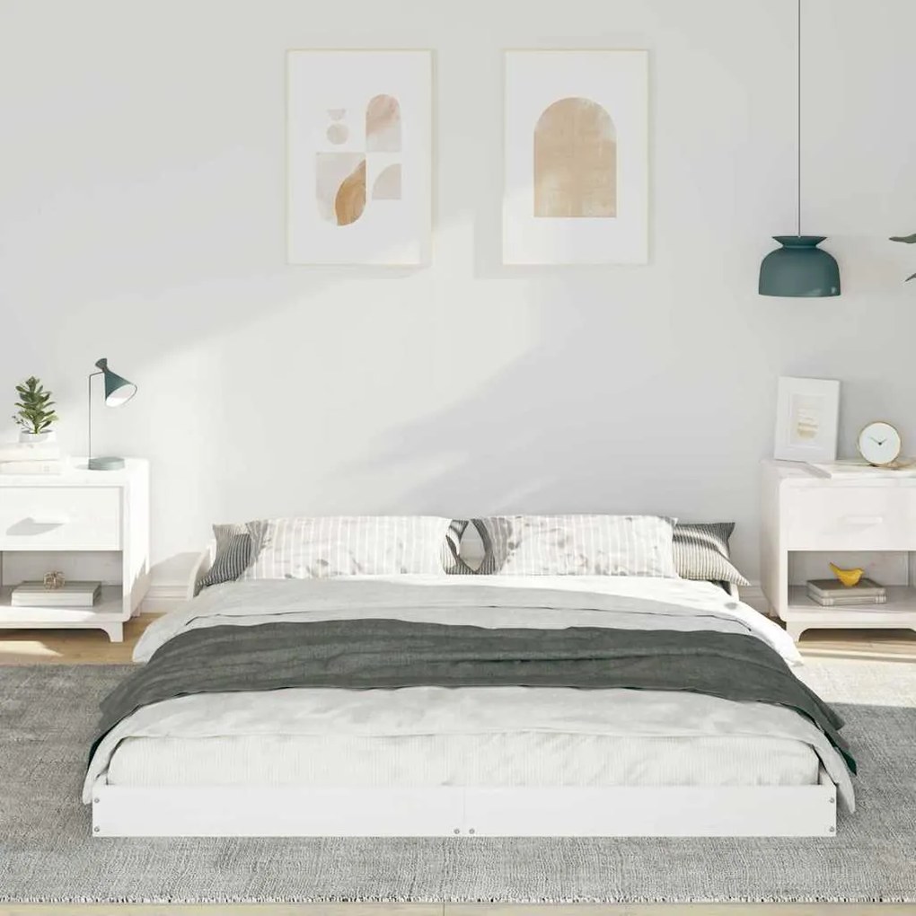 vidaXL Σκελετός Κρεβατιού Λευκό 160 x 220 cm Μασίφ ξύλο πεύκου