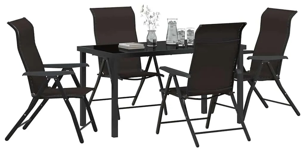 vidaXL Σέτ φαγητού για κήπο 5 pcs Μαύρος καφές