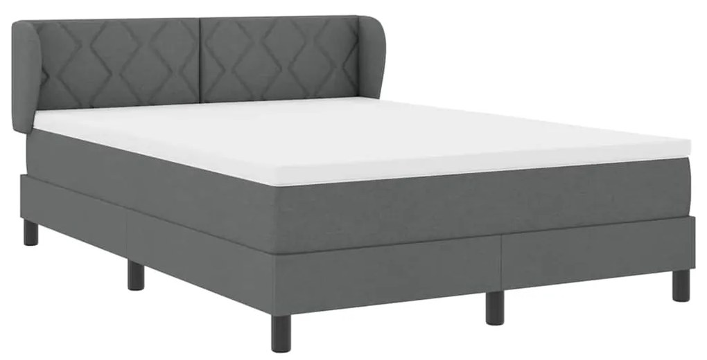 vidaXL Κρεβάτι box spring με στρώμα Σκούρο γκρι 140 x 190 cm ύφασμα
