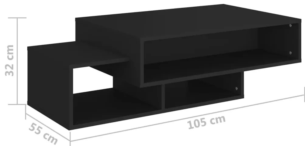 vidaXL Τραπεζάκι Σαλονιού Μαύρο 105 x 55 x 32 εκ. από Επεξ. Ξύλο