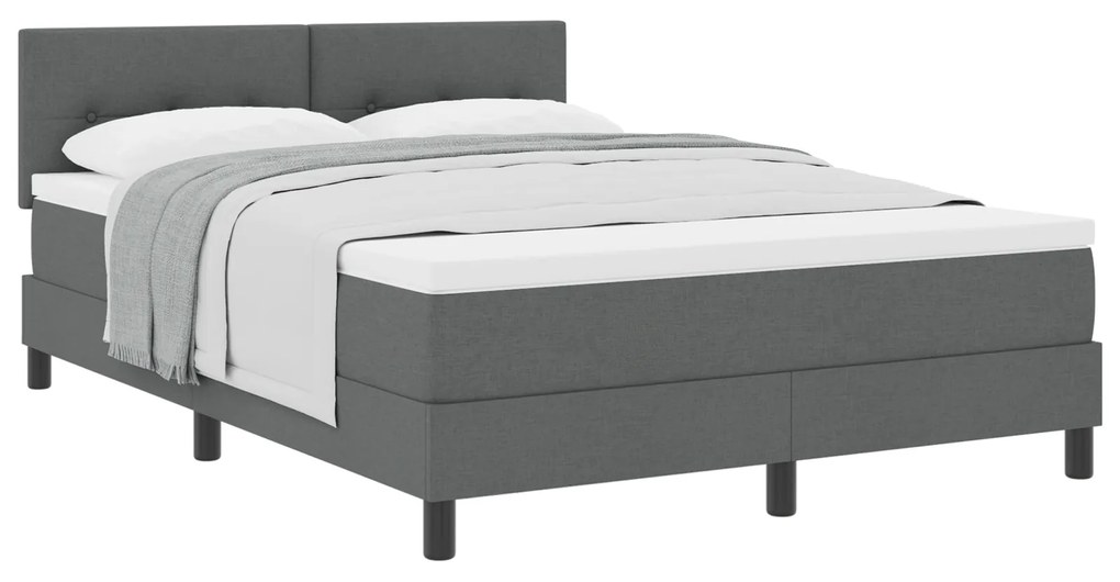 vidaXL Box Spring Κρεβάτι με Στρώμα Σκούρο Γκρι 140x200 cm Ύφασμα