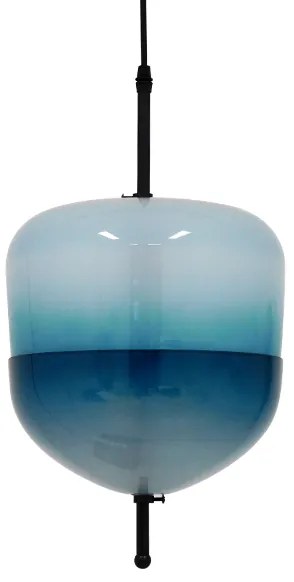 01503 GloboStar®  TEARDROP 01503 Μοντέρνο Κρεμαστό Φωτιστικό Ανάρτηση Τρίφωτο 3 x G4 Τιρκουάζ Γυαλί - Μ24 x Π24 x Υ45cm