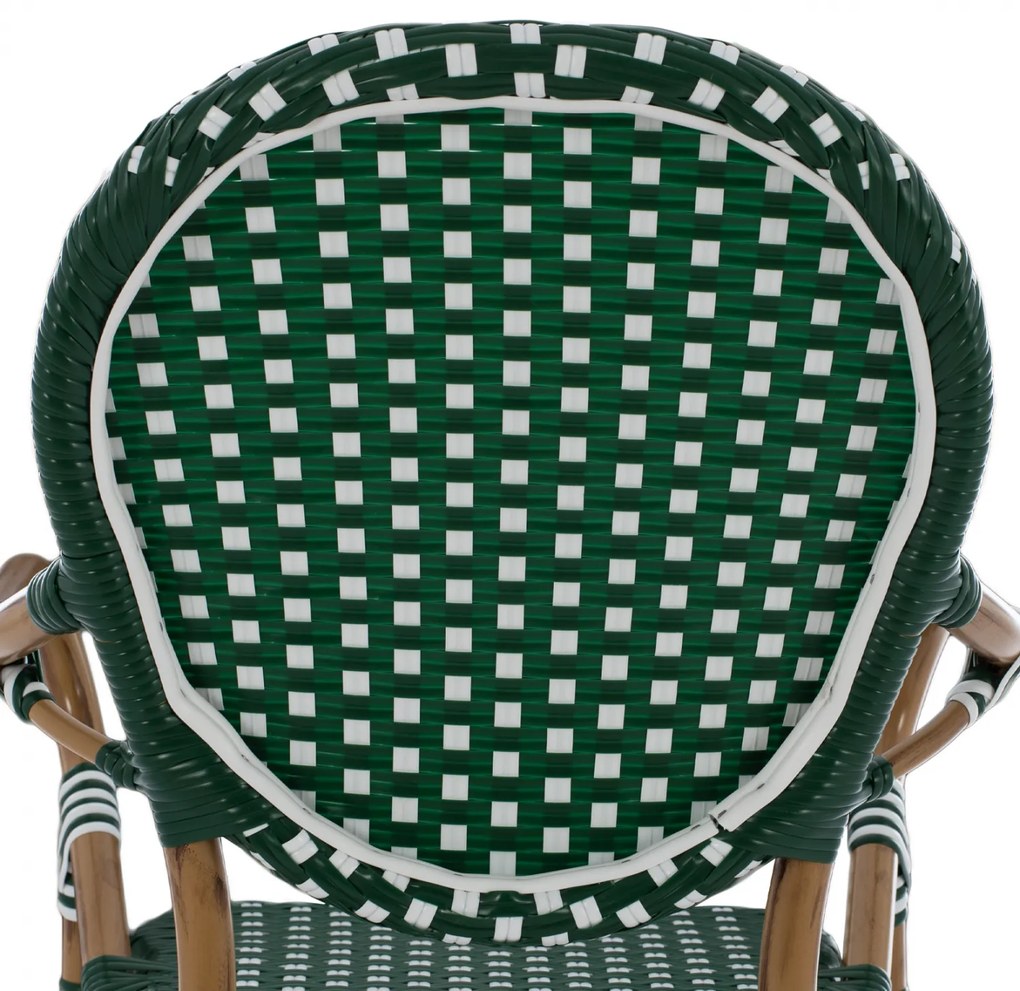 Σκαμπό Αλουμινίου Bamboo Look Με Wicker Πράσινο Λευκό 56x60x126 Εκ.