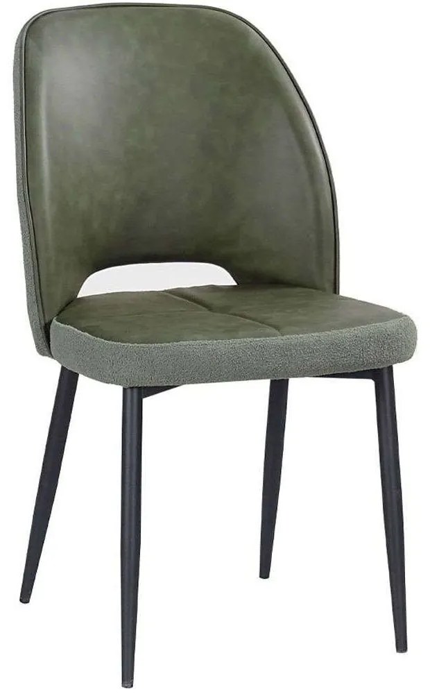 Καρέκλα Bouton 03-1093 49x58x89cm Olive-Black Μέταλλο,Ύφασμα,Τεχνόδερμα