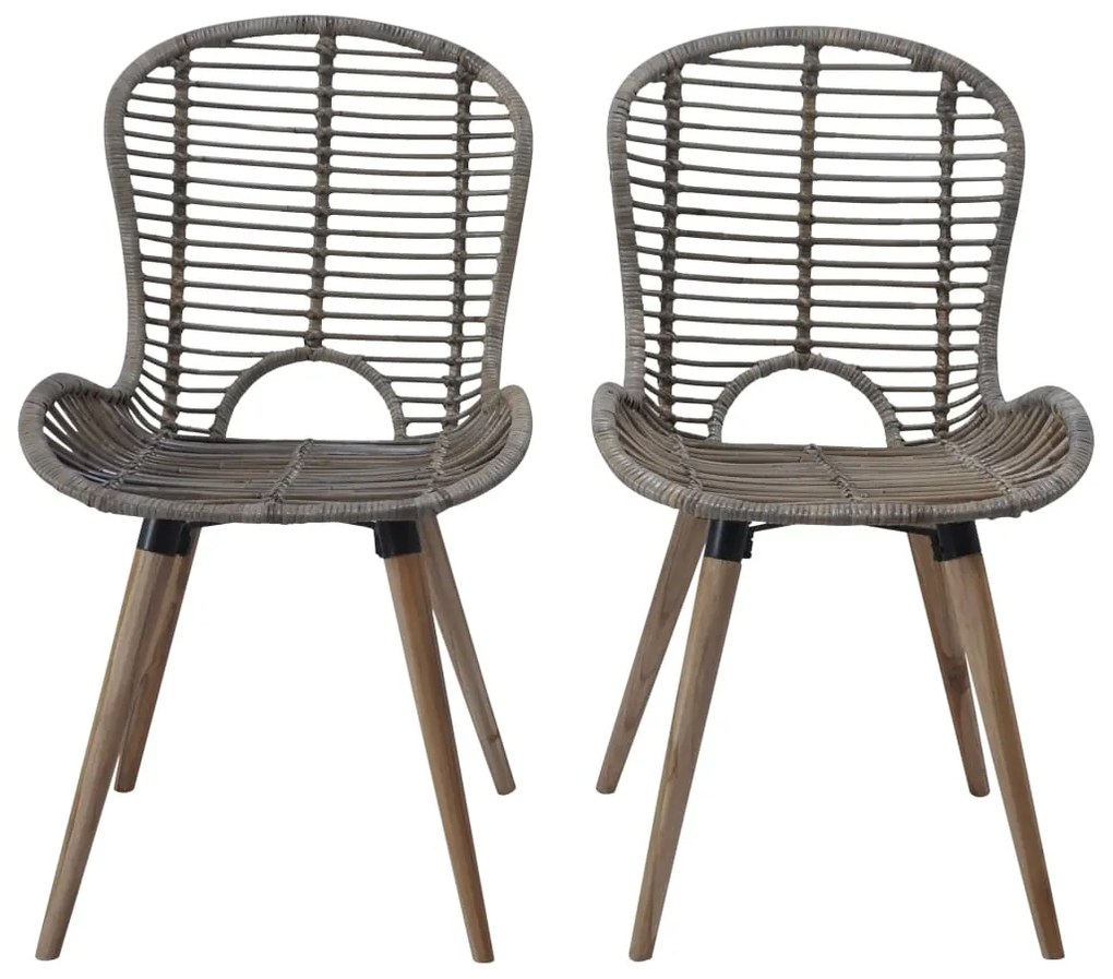 vidaXL Καρέκλες Τραπεζαρίας 2 τεμ. Καφέ από Γνήσιο Ρατάν