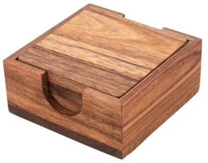 Estia Σουβέρ Allure Σετ 5τμχ Με Θήκη Από Ξύλο Ακακίας 11x11cm 01-24956