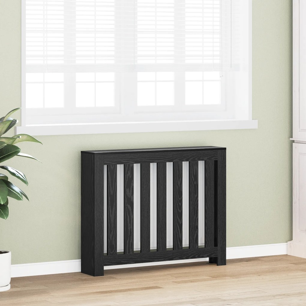 vidaXL Κάλυμμα Καλοριφέρ Μαύρη Δρυς 104x20x82 εκ. Κατασκευασμένου Ξύλου