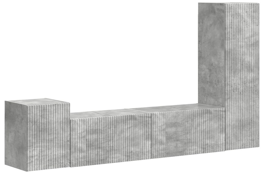 vidaXL Σετ επίπλου τηλεόρασης 4 pcs Σκυρόδεμα Γκρι Επεξεργασμένο ξύλο