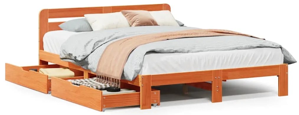 vidaXL Σκελετός Κρεβ. Χωρίς Στρώμα Καφέ Κεριού 135x190 εκ Μασίφ Πεύκο