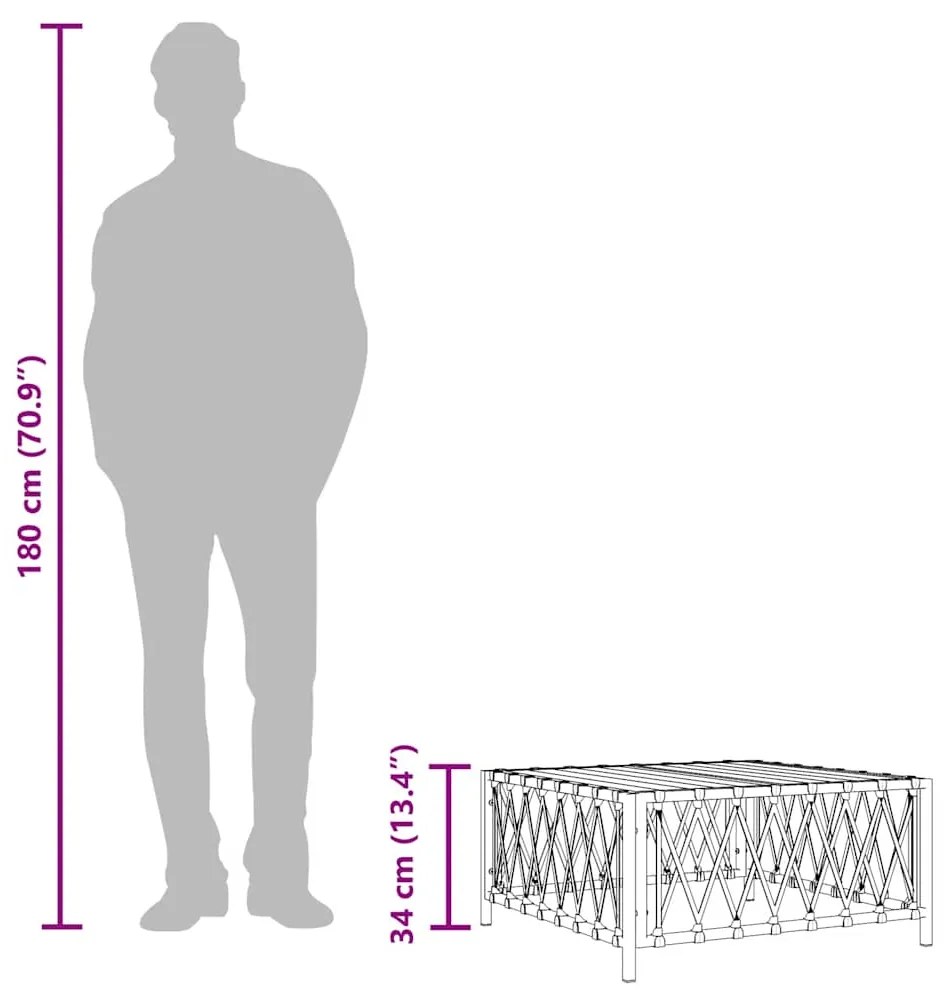 Τραπέζι Κήπου Ανθρακί 70 x 70 x 34 εκ. από Πλεγμένο Ύφασμα 364145