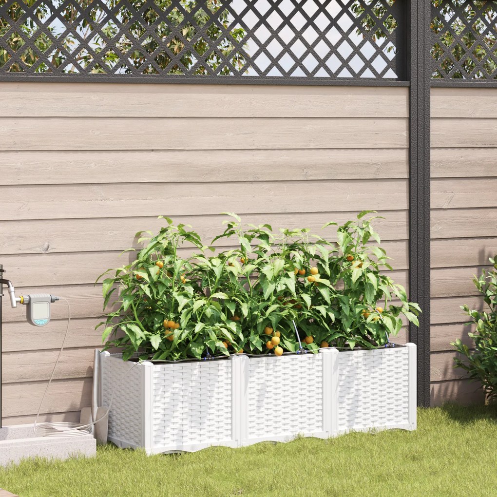 vidaXL Γλάστρες Κήπου 1 τεμ Λευκό 120 x 40 x 37.5 cm Πλαστικό