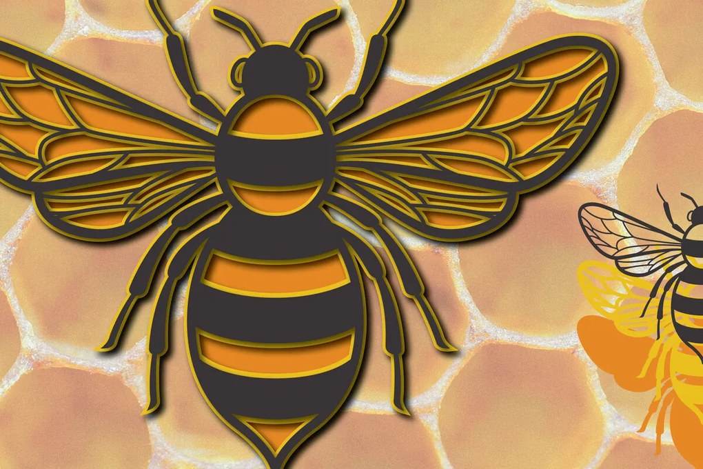 Σετ των 2 Intra απο ξύλο plywood 3mm-4mm πάχος Τρισδιάστατο με κομμένο χαρτί Honey Bee Δίασταση 1200x1200 cm INTRAFABR-30144275