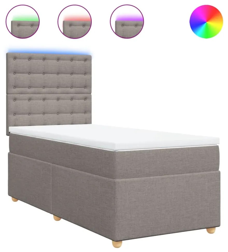 vidaXL Κρεβάτι Boxspring με Στρώμα Taupe 80x200 εκ. Υφασμάτινο