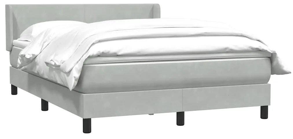 vidaXL Κρεβάτι Boxspring με Στρώμα Ανοιχτό Γκρι 140x210 εκ. Βελούδινο