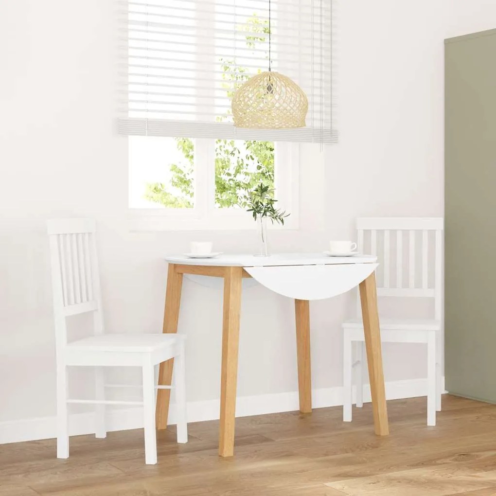 Καρέκλες τραπεζαρίας 2 τεμάχια Λευκό μασίφ ξύλο καουτσούκ