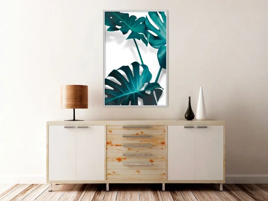 Αφίσα - Turquoise Monstera II - 20x30 - Χρυσό - Χωρίς πασπαρτού