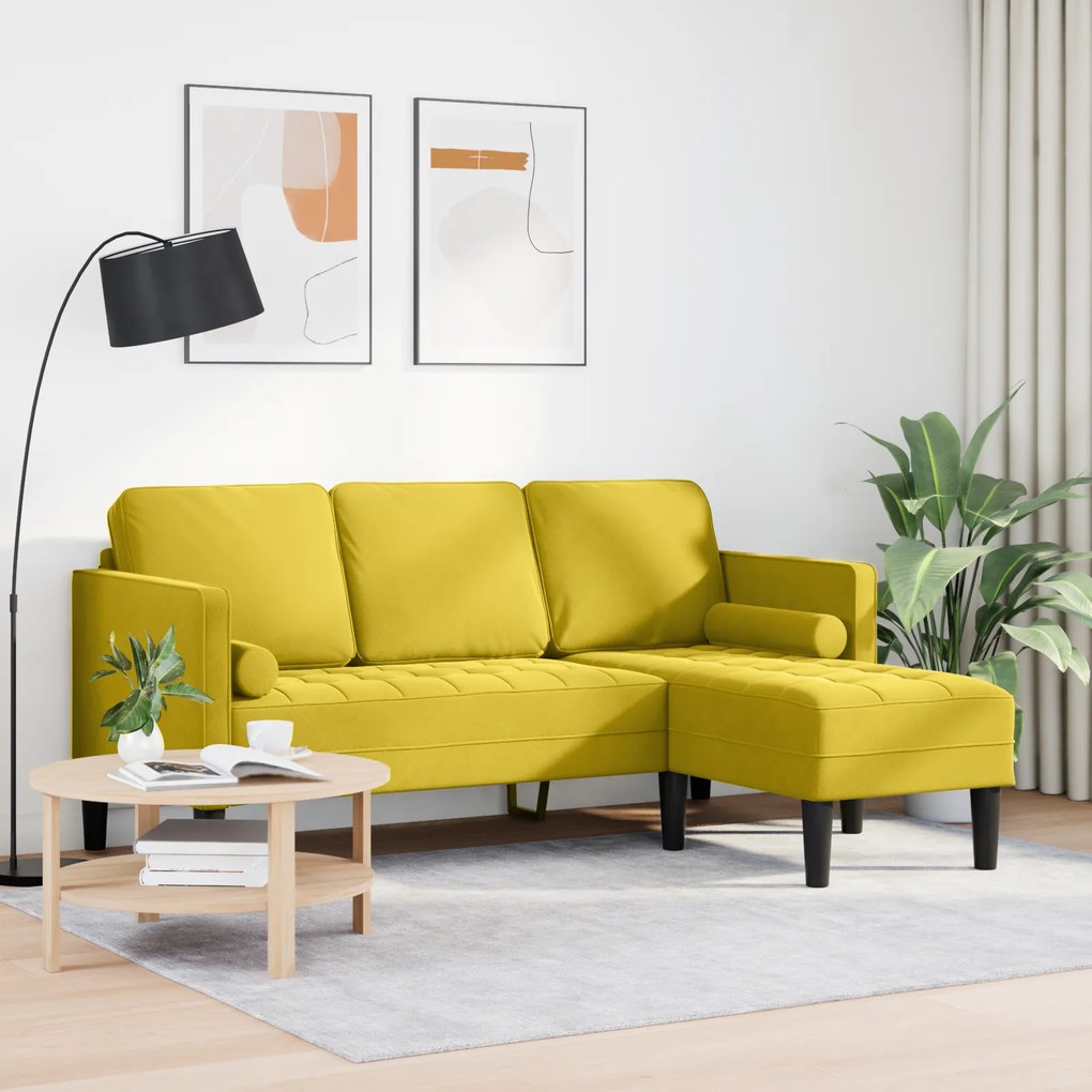 vidaXL Γωνιακός Καναπές Κίτρινος 173x131x67 εκ. Βελούδο