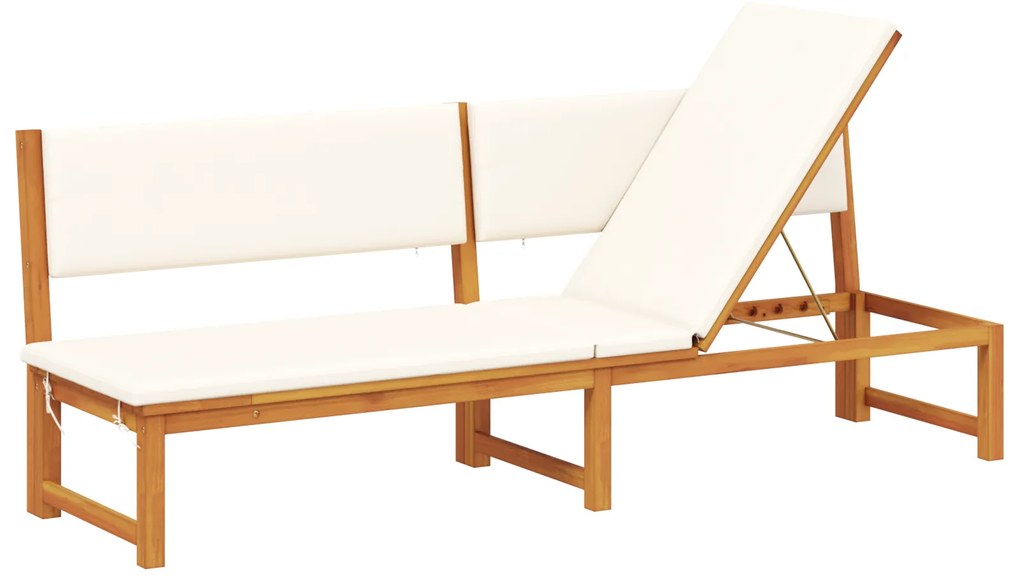 vidaXL Ξαπλώστρα με μαξιλάρι Καφέ 200 x 57 x 75εκ Μασίφ ξύλο ακακίας