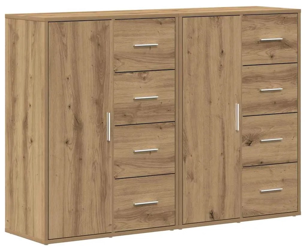vidaXL Πλαϊνό γραφείο με συρτάρι 2 pcs Artisan Oak 60 x 31 x 84 εκ.