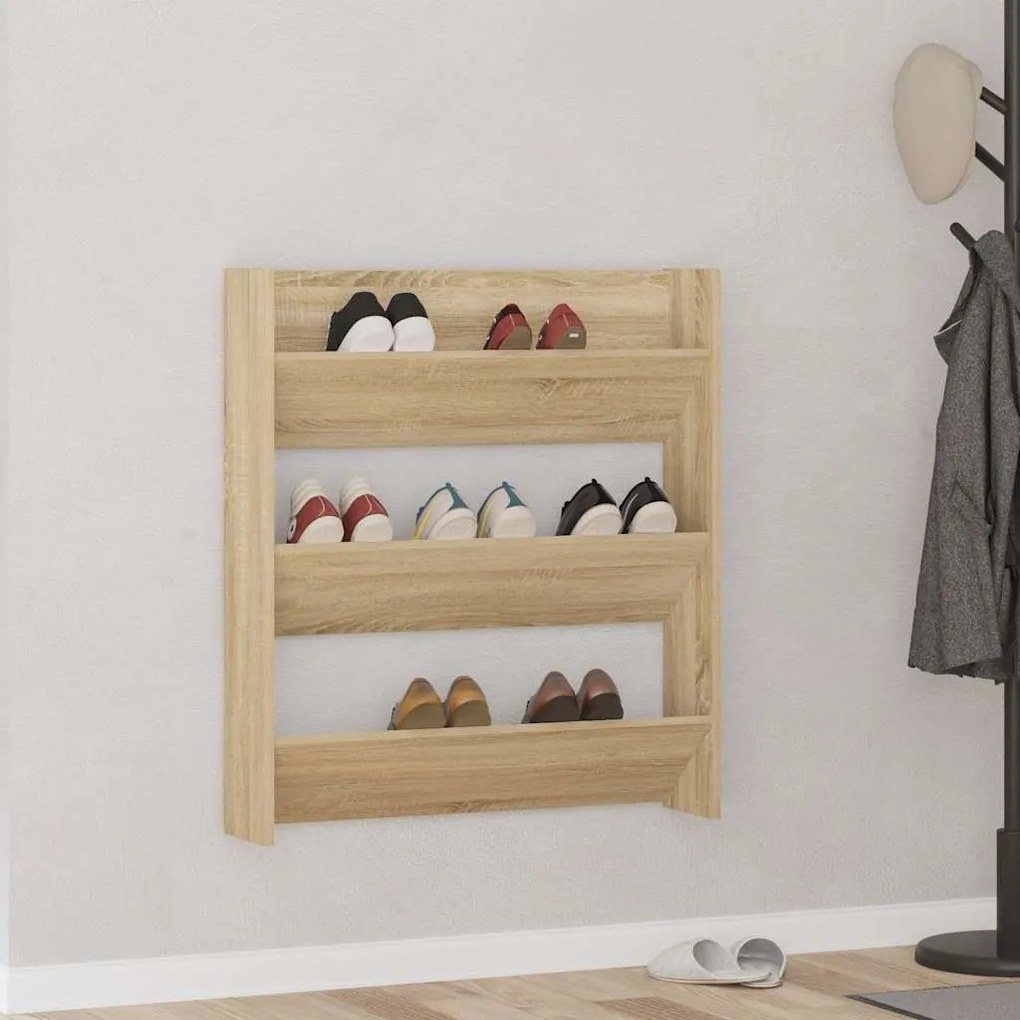vidaXL Παπουτσοθήκη Τοίχου Sonoma Δρυς 80 x 18 x 90 εκ. Επεξ. Ξύλο
