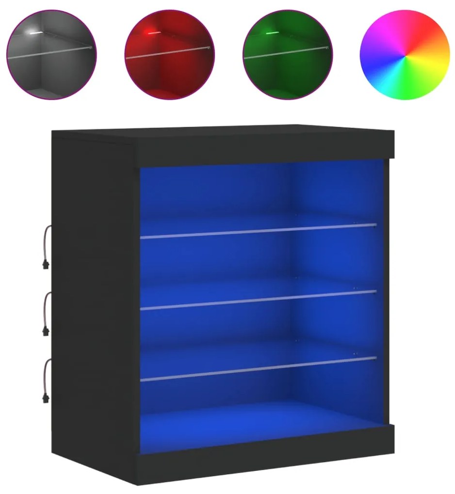 vidaXL Μπουφές με LED Μαύρος 60,5x37x67 εκ.