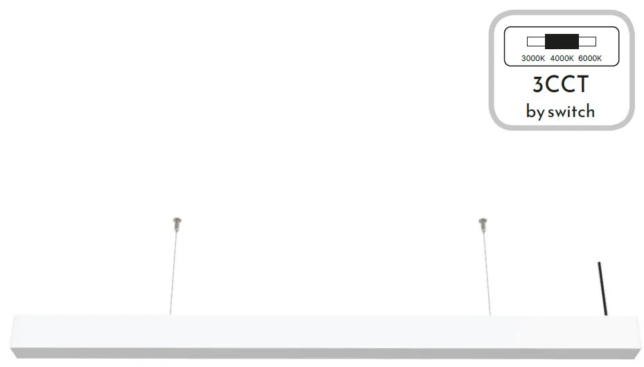 Κρεμαστό Γραμμικό Φωτιστικό D120cm Led 50w 6000lm 3CCT by switch Λευκό Inlight 6072-150-WH