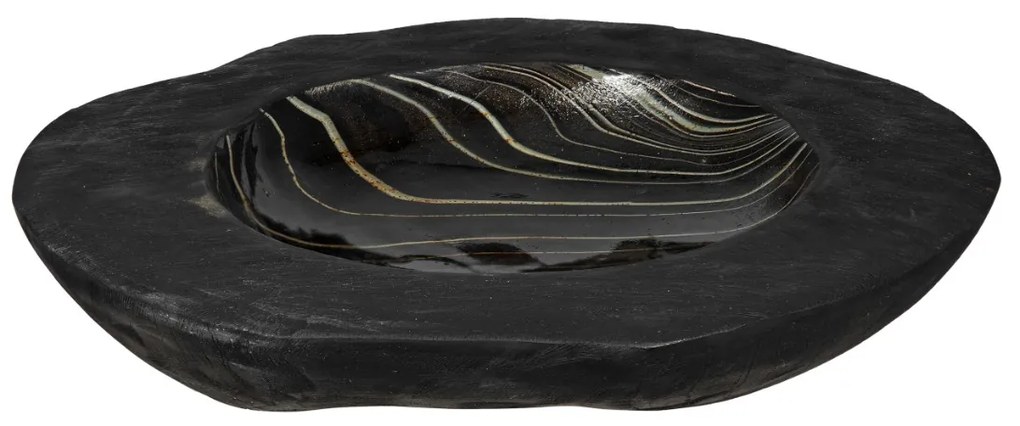 Artekko Artekko Woody Μαύρο Διακοσμητικό Μπολ από Ξύλο Teak (30x30x8)cm 49994-BLAC