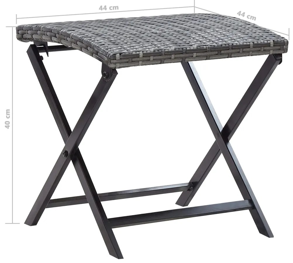 vidaXL Σκαμπό Πτυσσόμενο Γκρι από Συνθετικό Ρατάν