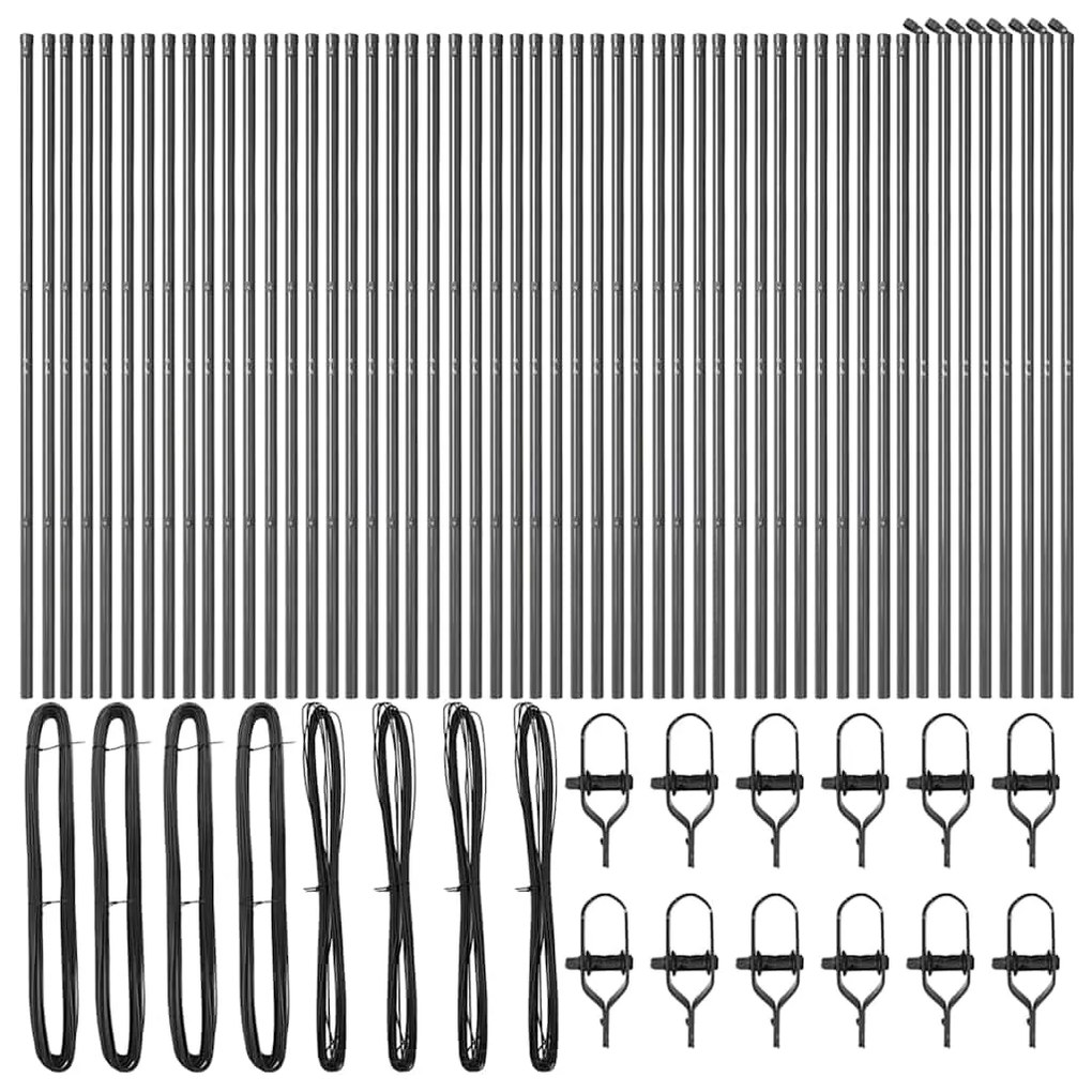 vidaXL Στύλος Περιφράξεων 52 pcs Γκρι 3.2 x 3.2 x 200 εκ Ατσάλι