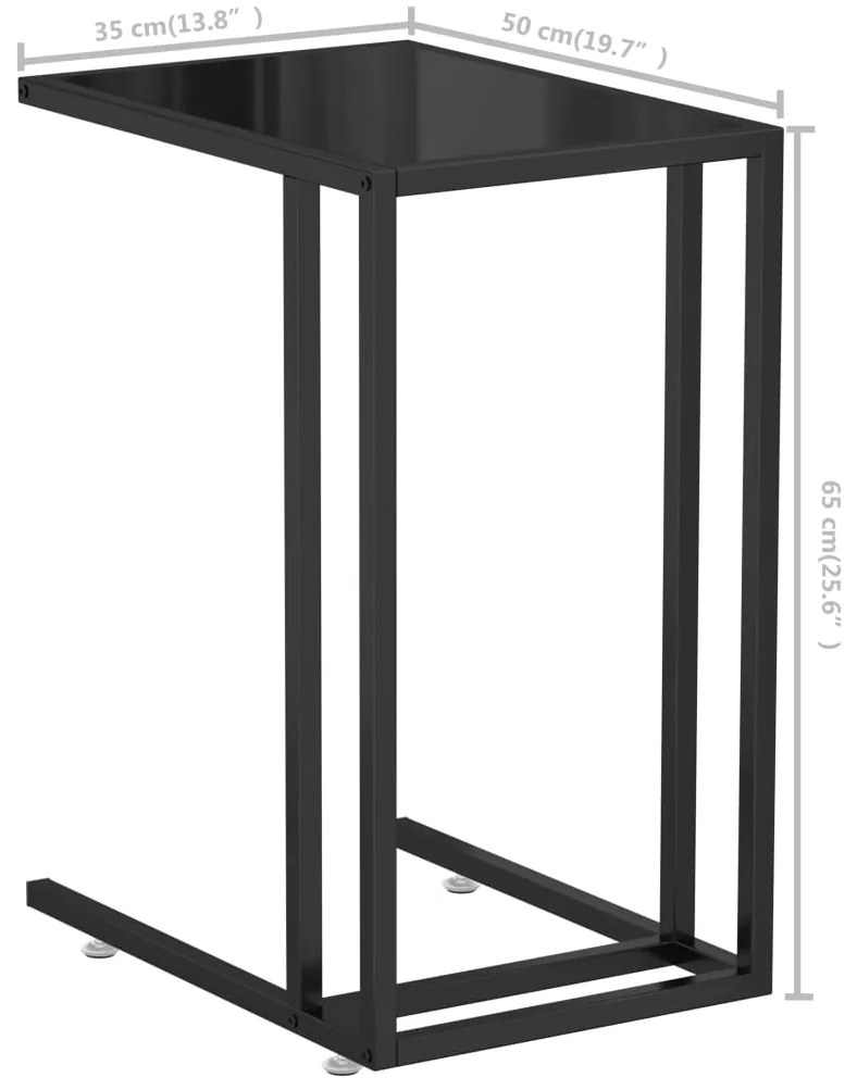 vidaXL Τραπέζι Υπολογιστή Βοηθητικό Μαύρο 50x35x65 εκ. Ψημένο Γυαλί