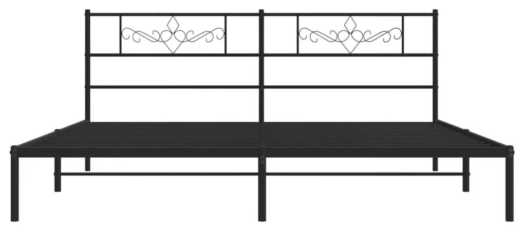 Πλαίσιο Κρεβατιού με Κεφαλάρι Μαύρο 193 x 203 εκ. Μεταλλικό - Μαύρο