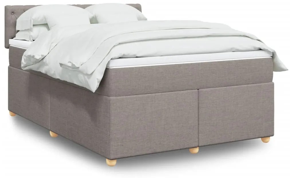 Κρεβάτι Boxspring με Στρώμα Taupe 140x190 εκ. Υφασμάτινο - Μπεζ-Γκρι