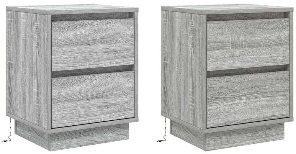 vidaXL Κομοδίνο με 2 pcs Γκρι 39 x 34.5 x 50 εκ. Επεξεργασμένο ξύλο