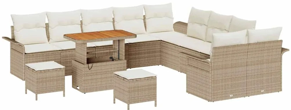 vidaXL Σετ Καναπέ Κήπου με μαξιλάρι με μαξιλάρι 13 pcs Μπεζ και Κρέμα