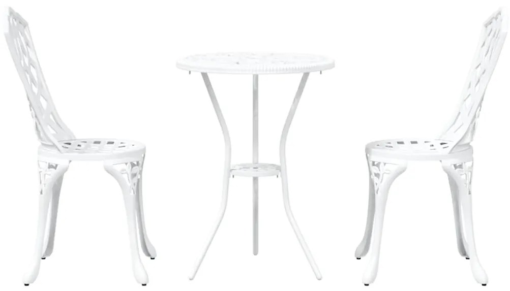 vidaXL Σετ Μπιστρό Κήπου 3 pcs Λευκό Αλουμίνιο