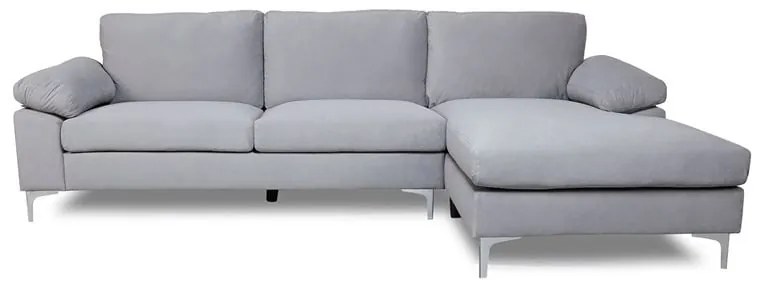 WOODWELL ALEX Καναπές Σαλονιού Καθιστικού Αριστερή Γωνία, Ύφασμα Γκρι Velure 264x132x75cm H.80cm Ε966,20