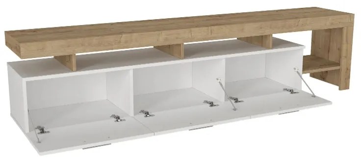 Έπιπλο τηλεόρασης Acnes Megapap χρώμα λευκό - sapphire oak 220x40x52εκ. - GP042-0243,3