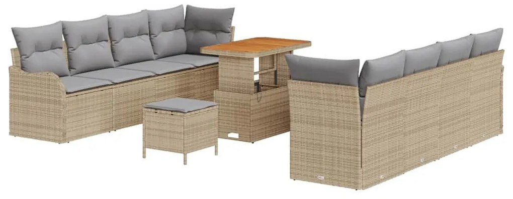 vidaXL Σετ Καναπέ Κήπου 11 pcs Μπεζ, Ανοιχτό Γκρι 90 x 55 x 71 cm