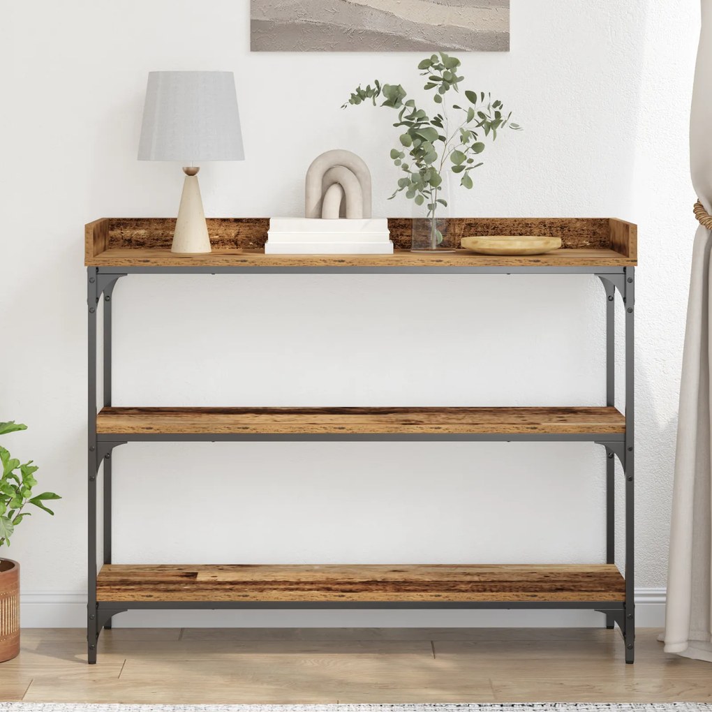 vidaXL Κονσόλα από Ξύλο με Διαστάσεις 100x30x80 εκ., Από Μηχανικά Ξύλα και Σίδερο