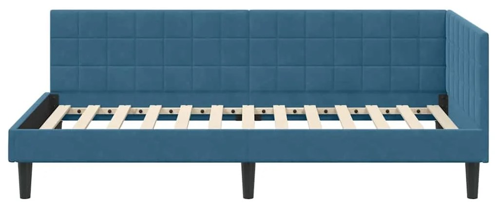 vidaXL Κρεβάτι Γωνίας με κεφαλάρι Μπλε 100 εκ x 200 εκ Βελούδο