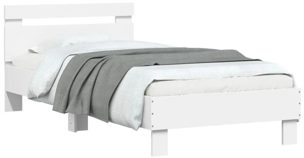 vidaXL Πλαίσιο Κρεβατιού με Κεφαλάρι &amp; λυχνίες LED Λευκό 75 x 190 εκ.