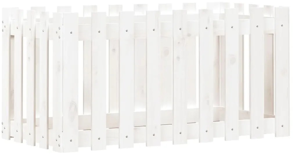 vidaXL Ζαρντινιέρα Υπερυψωμένη Σχ Φράχτη Λευκή 100x50x50εκ Μασίφ Πεύκο