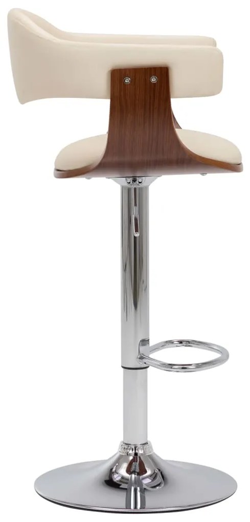 vidaXL Σκαμπό Μπαρ 2 τεμ. Κρεμ από Λυγισμένο Ξύλο και Συνθετικό Δέρμα