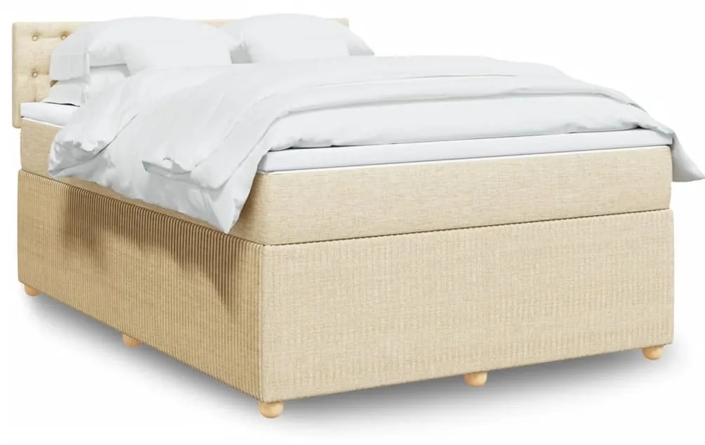 vidaXL Κρεβάτι Boxspring με Στρώμα Κρεμ 140x200 εκ. Υφασμάτινο