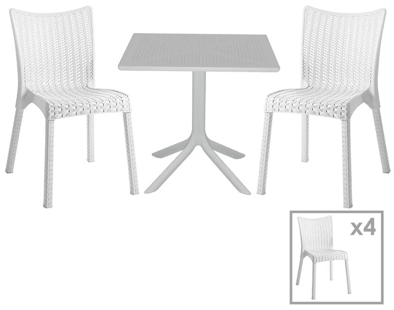 Τραπεζαρία Groovy-Confident pakoworld σετ 5τεμ PP λευκό 80x80x74,5εκ. 253-000111