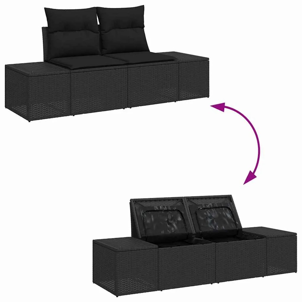vidaXL Σετ Καναπέ Κήπου 7 pcs Μαύρο